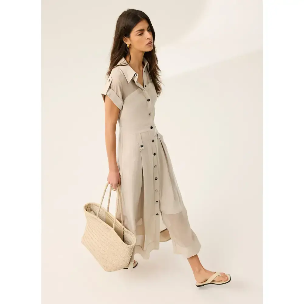 Mint Velvet Neutral Utility Midi Dress